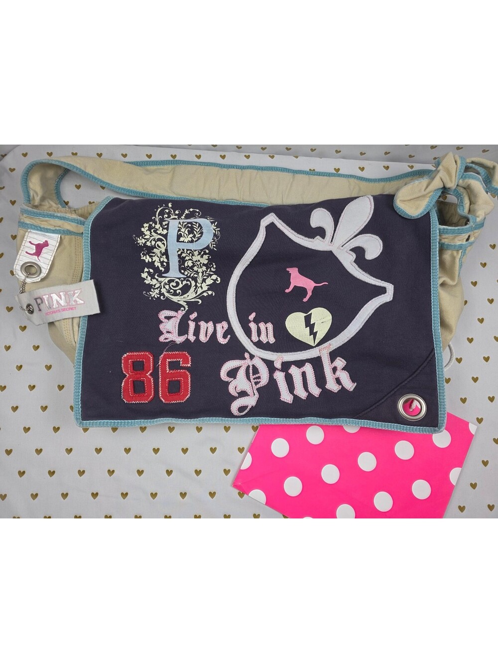 RARE Victoria's Secret PINK Live In Pink 86 Messenger Bag Canvas Crossbody HTF